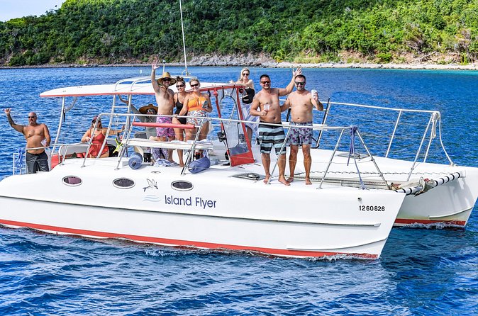 Full or Half Day Private Power Catamaran- USVI Beach and Snorkel - Christmas Cove and lunch from Pizza Pi