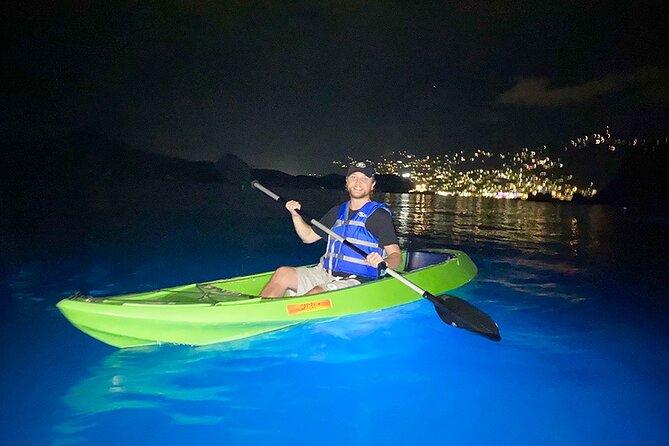 Glow Boats LED Night Kayak, Marriott Frenchman's Cove Dock, USVI - Searching the lit water for sea life